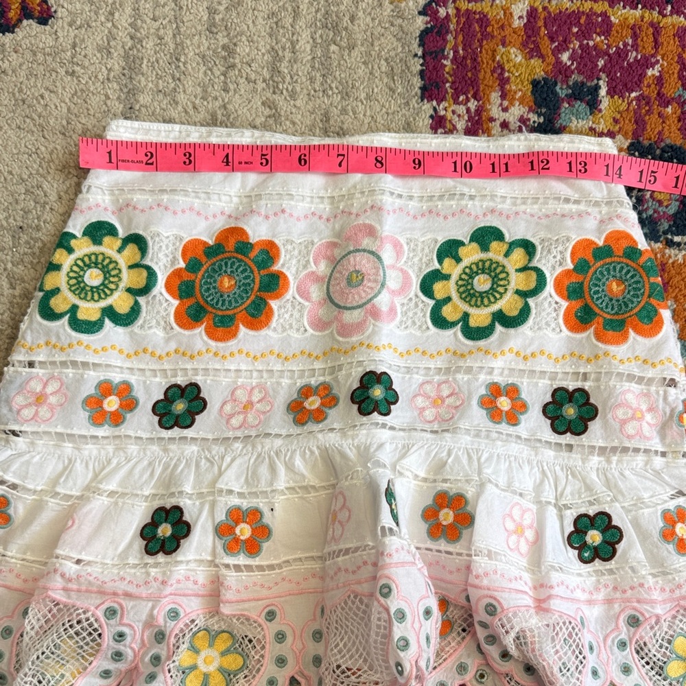 Zara Floral Embroidered White Skirt Size Small - Picture 6 of 7